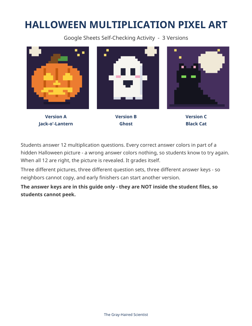 Cover of Halloween Multiplication pixel art activity